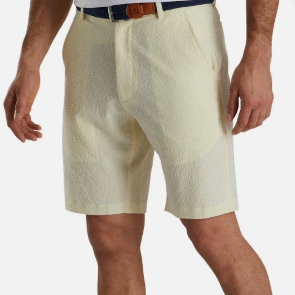 FJ Footjoy Yellow Lemonade Performance Seersucker Golf Shorts Size 40 NWT